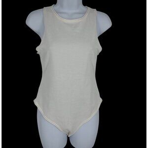 Free People Womens Ivory Cotton Sleeveless Scoop Neck Bodysuit Size M